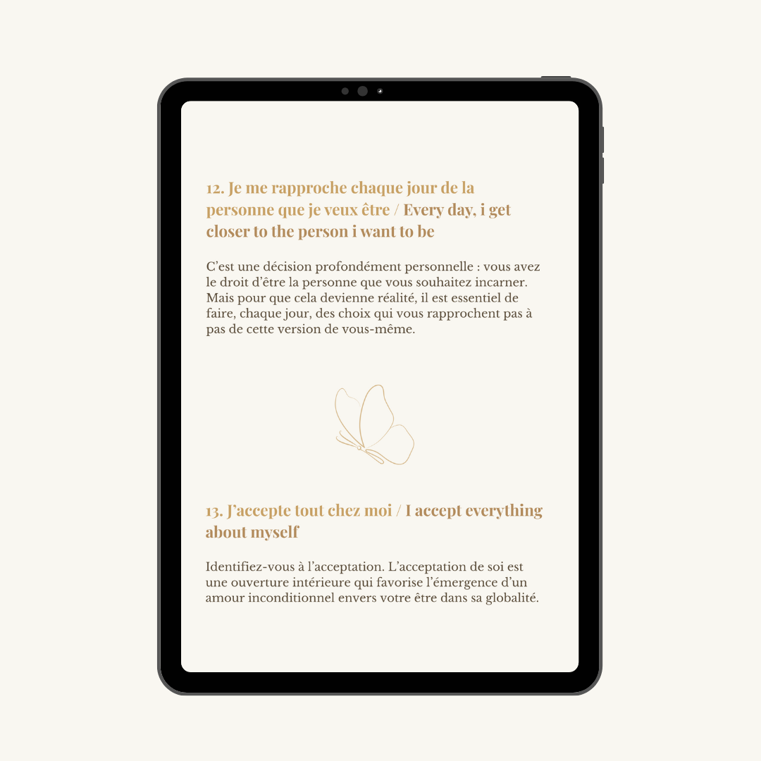 Livret digital : 90 affirmations positives bilingues + guide sur la gratitude offert