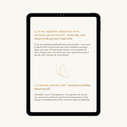 Livret digital : 90 affirmations positives bilingues + guide sur la gratitude offert